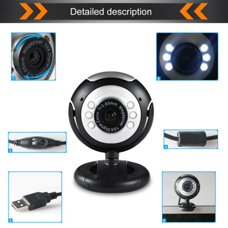 

50MP High Definition 6 LED Webcam Camera With USB Microphone Rotatable For PC 6 LED Lights For Night Vision Viewing