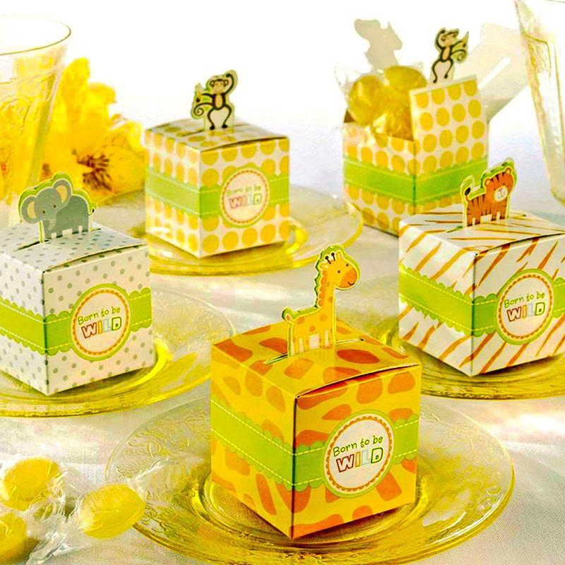

50PCS 4 Types DIY Safari Animal Candy Gifts Box Boy/Girl Kids Birthday Baby Shower Favors Decoration Event & Party Supplies