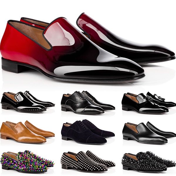

mens genuine leather shoes red bottoms low cut studded spikes Party Wedding dress shoe designer mens trainers sneakers online sale, #3 40-47
