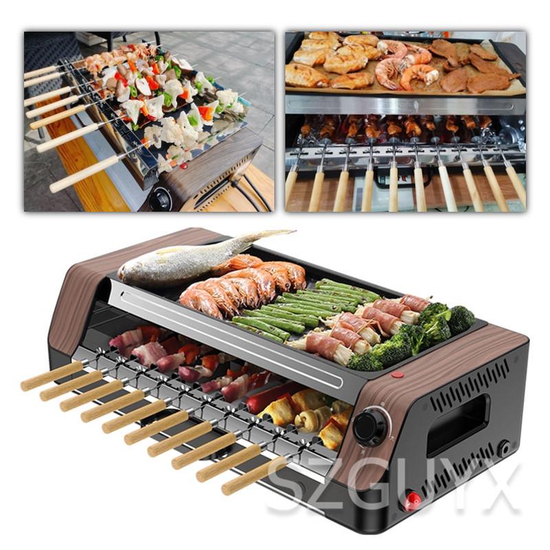 

Household automatic rotating smokeless home barbecue hot dog automatic rotating barbecue machine mutton skewers machine