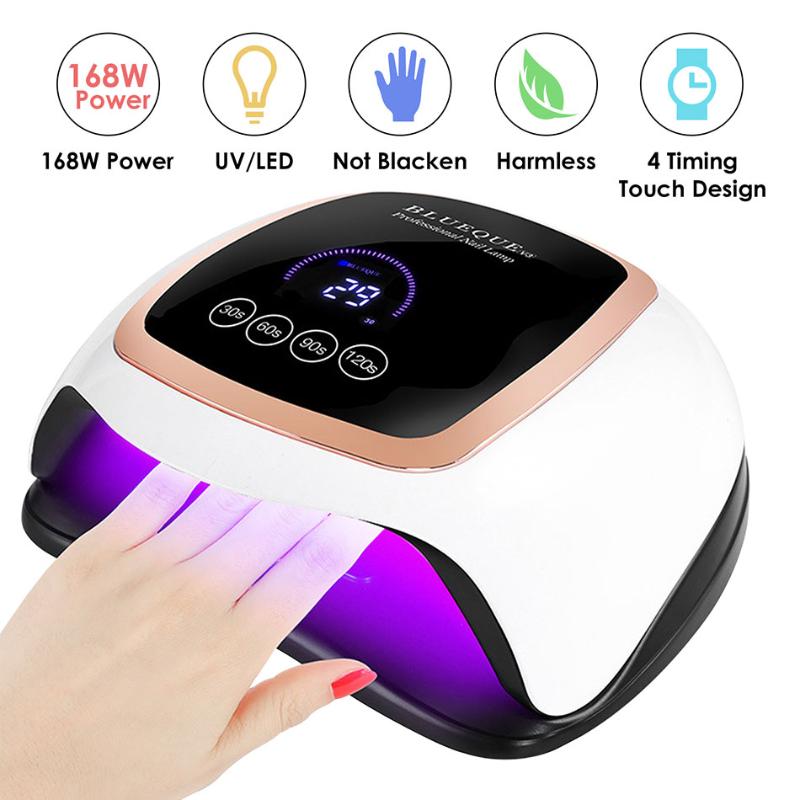 

168W Smart UV LED Nail Lamp Fast Curing Gel Light Nail Lamp Dryer for All Gels with Smart Sensor 30/60/90/120s Time Setting