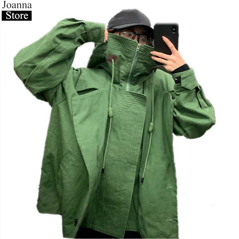 

Spring Short Couple Models Hooded Jacket Women Long Sleeve Zipper Parka Coats Autumn Black Casual Loose Plus Size Clothes Female