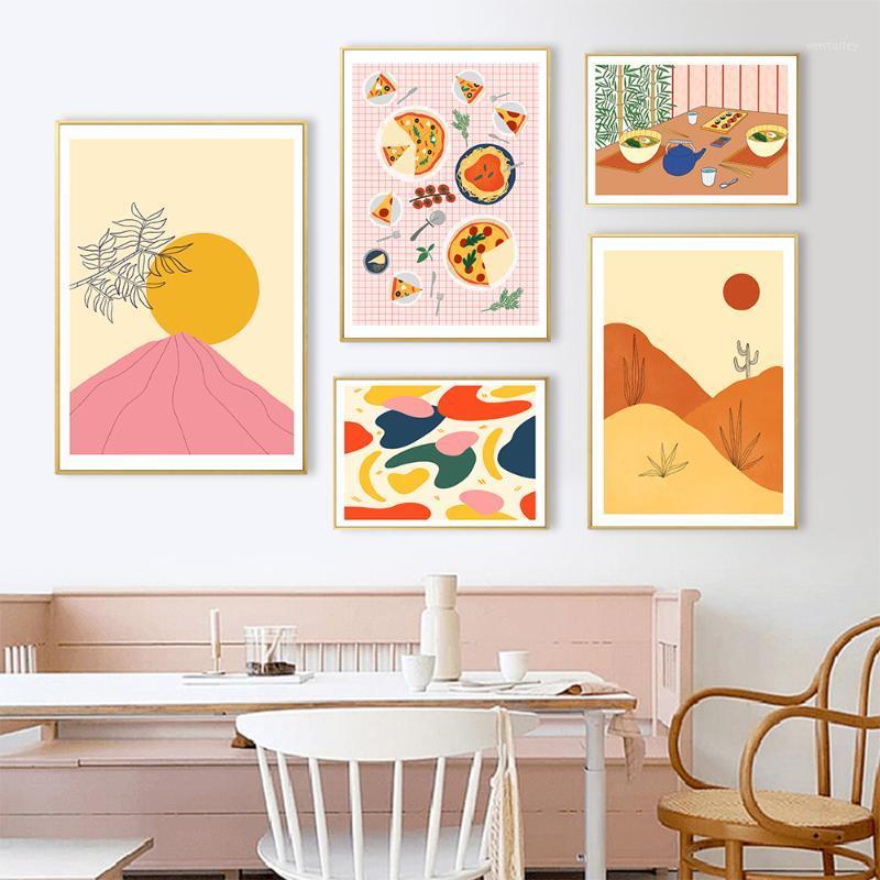 

Abstract Shapes Sun Picture Wall Poster Cartoon Pizza Party Ramen Canvas Print Painting Art Aisle Living Room Unique Decoration1