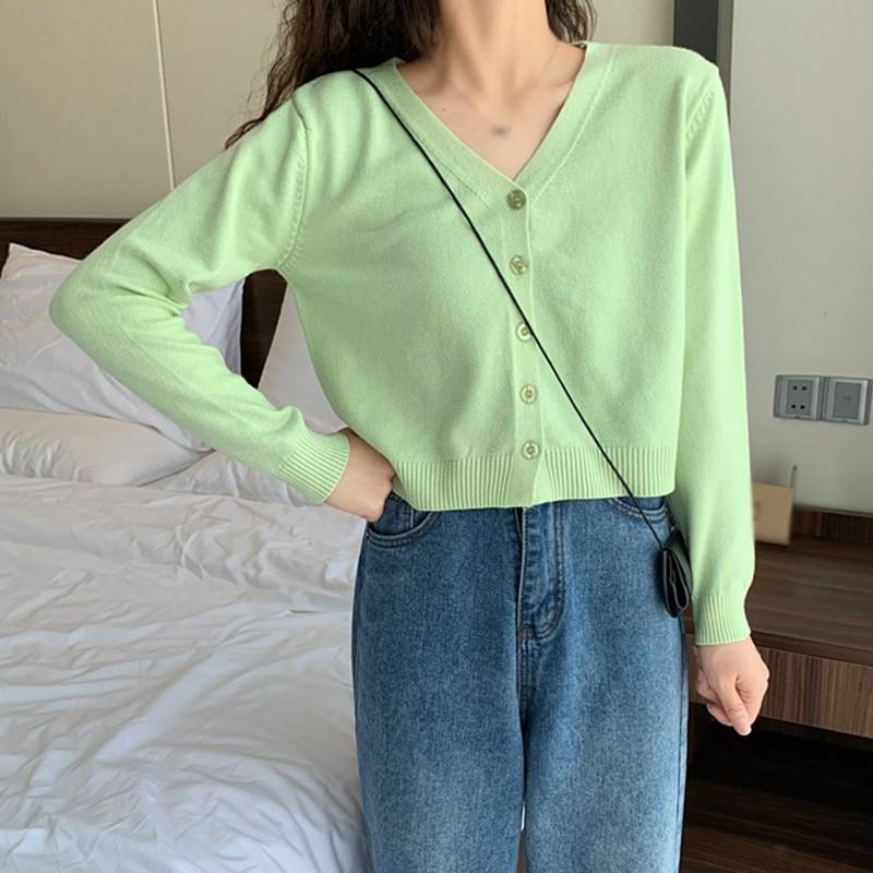 

Fashion Autumn Warm Long Sleeve Sweater Tops Vintage Cardigan Women Sweaters, Green