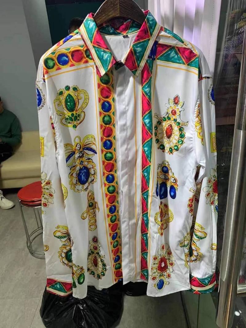 

K01192 Fashion Men's Shirts 2021 Runway European Design party style Men's Clothing, As pic