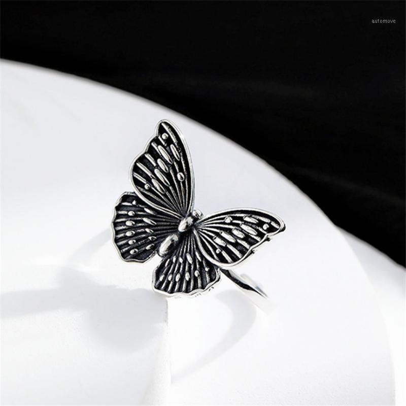 

Korean Style Vintage Animal Butterfly Adjustable Rings For Women Ladies 925 Sterling Silver Insect Engrave Gift For Mama Friend1