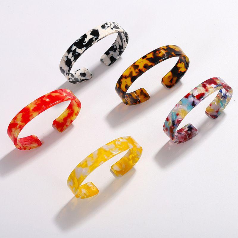 

Fashion Women Bracelets Acrylic Sheet Open Bracelet Simple Narrow Black White Marble Style Jewelry New J78F
