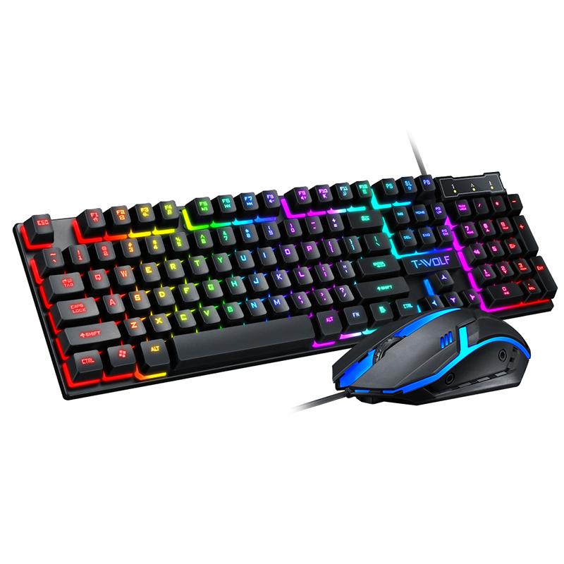 

USB Wired Gaming Mouse and Mechanical Feel Gaming Keyboard Set for PC Rainbow LED Breathing Backlight Ergonomic 104 Keys