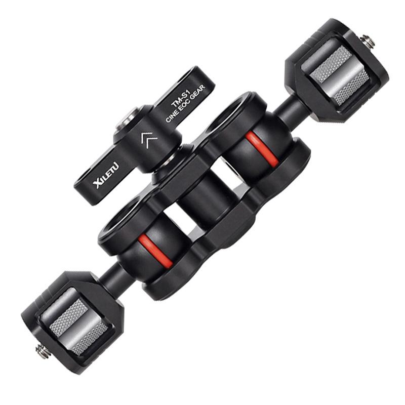 

XILETU ic Arm Light Bracket Gimbal Camera Cage Accessories with Double Ballheads 1/4 inch Screw for Field Monitor Microphone