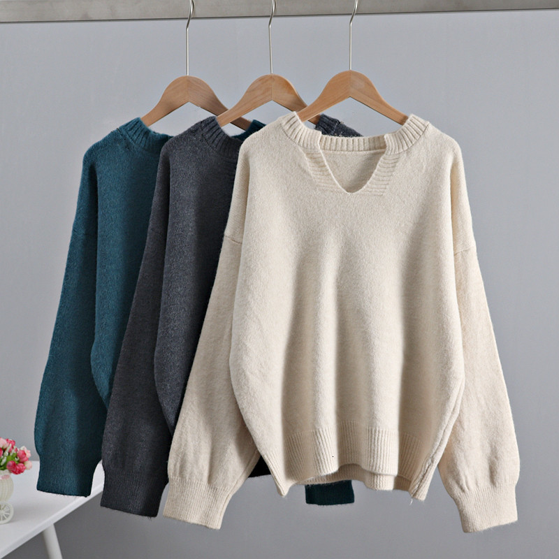 

2021 New Oversized Autumn Winter Women Loose Sweater Casual Knitted Jumper Thick Warm Female Pullovers Sweaters U516, Black