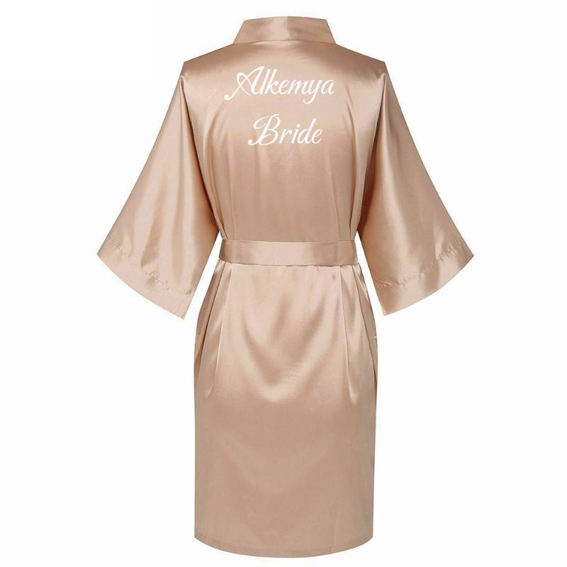

Satin Silk Robes Plus Size Bride Bridesmaid Robe Wedding Bathrobe Gown Women dressing Sleepwear Maid of Honor Rose Gold, Rose alkemya bride