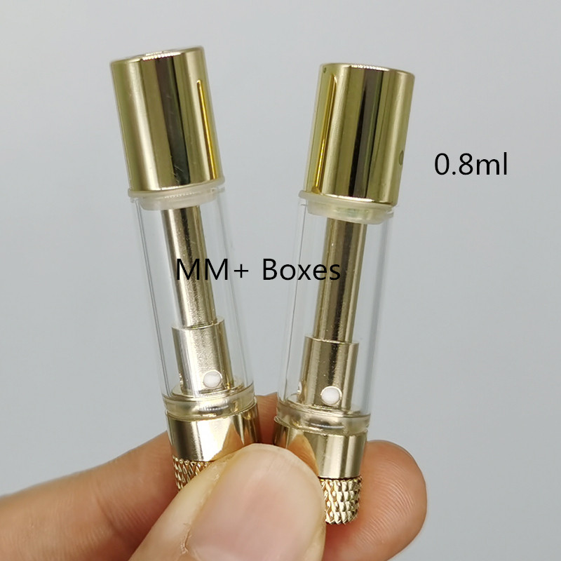

Disposable Vape Ceramic Carts 0.8ml 1.0ml Vape Cartridge Packaging M Empty Vape pen 510 Thread Gold Carts Glass Tanks