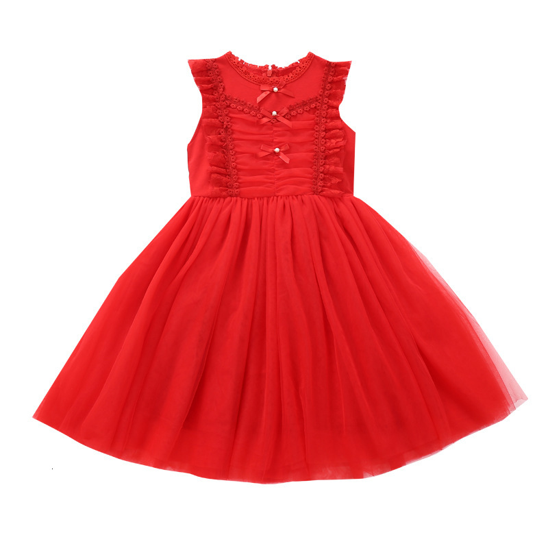 

2021 New Kids Es Girls Elegant Lace Princess for Children's Wedding Clothes Party Ball Gown 4-9y 3 Color Er13, Pink
