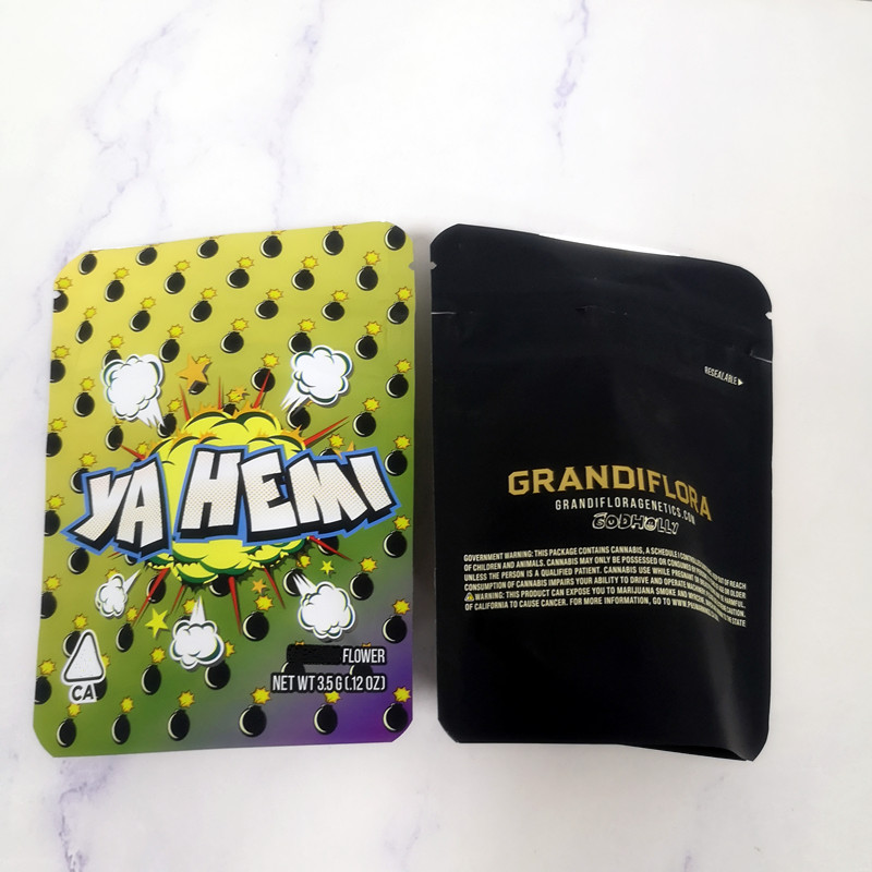 

New Arrival 3.5g California Yahemi Packing bags Grandiflora Pink Rozay Lemon pepper Snow man Cake Mix Gary payton Packaging Bag