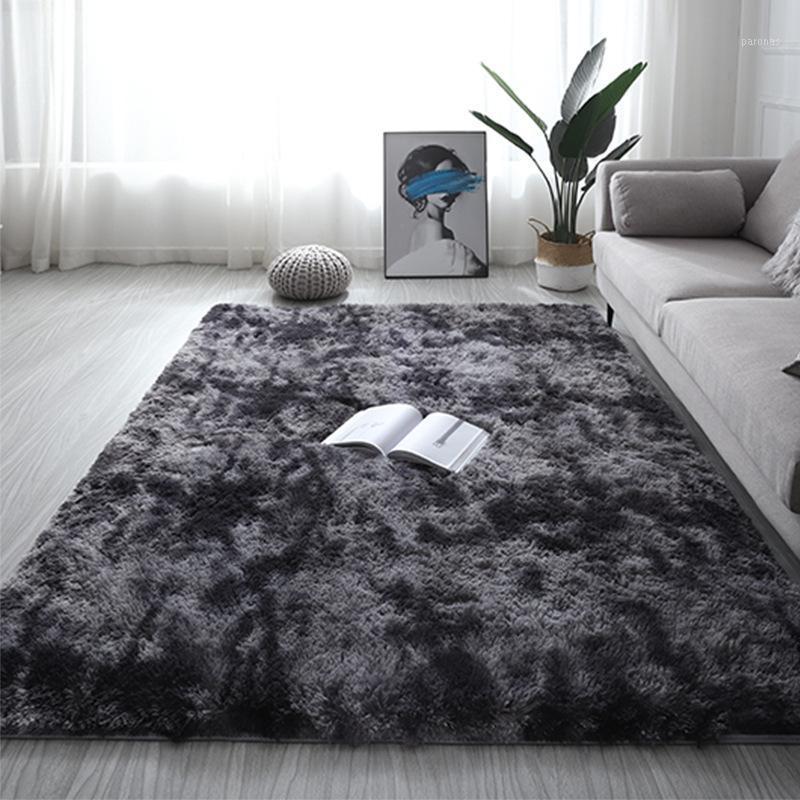 

Nordic ins carpet living room coffee table bedroom carpet large area handmade tie-dye rug Thickened rectangle plush1