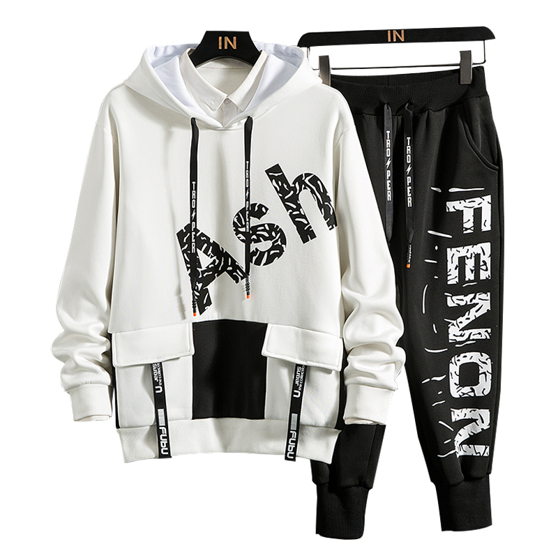 

men's sportswear sets 2020 autumn spring hoodies male casual tracksuit sweatshirt + sweatpants track suit, Gray