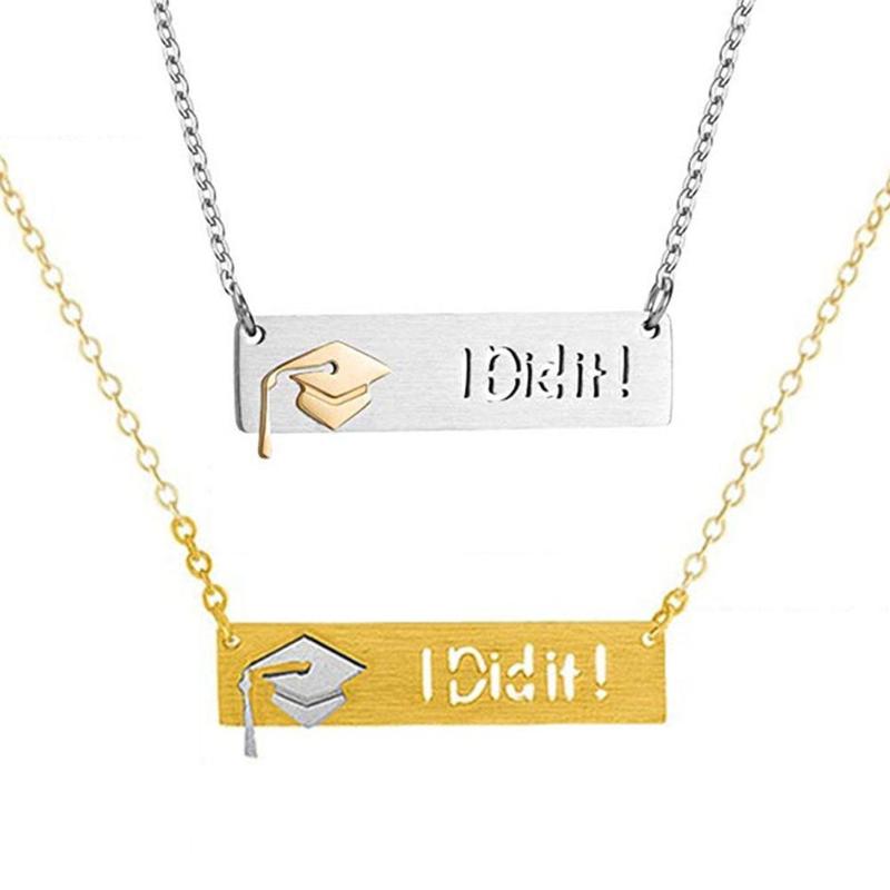 

European Square Pendant Necklace Graduation Cap Geometric Stainless Steel Cool Punk Hip Hop Retro Trendy Metal Jewelry Accessory