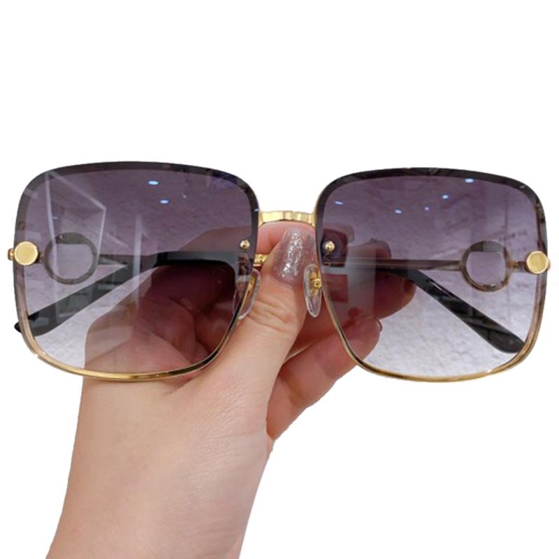 

New Fashion Lady Oversize Rimless Square Sunglasses Women Men Fashion Gradient Sun Glasses Female UV400