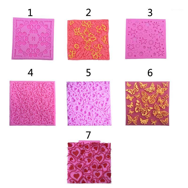 

Five star Flower Heart Design Mat Flower Lace Fondant Cake Silicone Mold Cupcake Mould Cake Decorating Tools Sugarcraft1