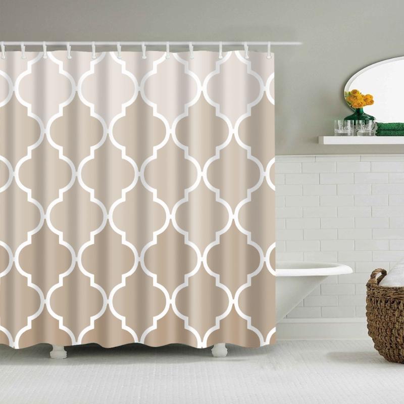 

Nordic Style Geometric Stripe Wave Shower Curtains Frabic Waterproof Polyester Bathroom Curtain With Hooks
