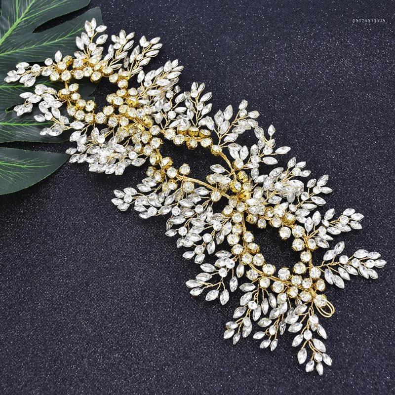 

Luxury Full Crystal Rhinestone Headbands For Bridal Women Wedding Headdress Crown Tiaras Engagement Party Hair Accessories Clips & Barrettes, Golden;silver