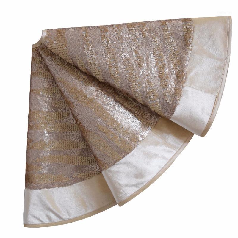 

Free Shipping 36"/50" Christmas Tree Skirt Sequin Glitter Sparkle Gold with Velvet Border Tree Skirt1