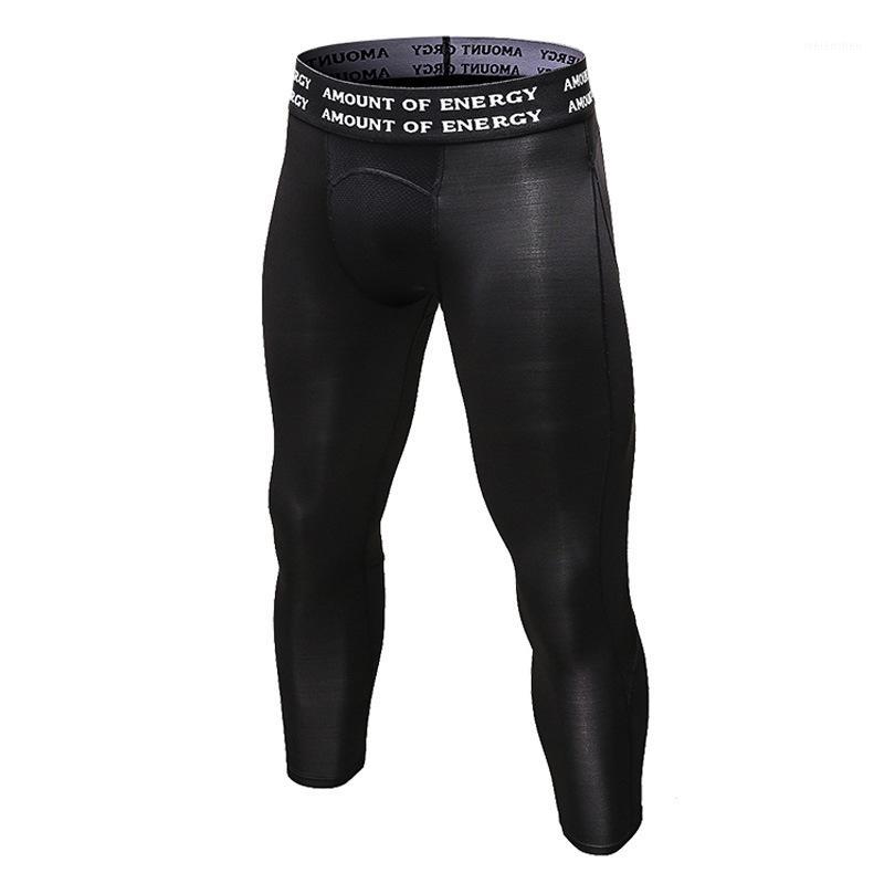 

3/4 Length Men Compression Running Leggings Men' High Elasticity Quick Dry Sport Tights Gym Fitness Leggings Men Cropped Pants1, Style 2