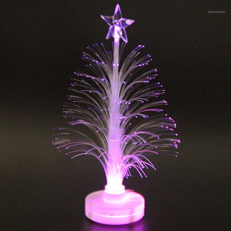

Colored Fiber Optic LED Light-up Mini Christmas Tree with Top Star Battery Powered AC8891