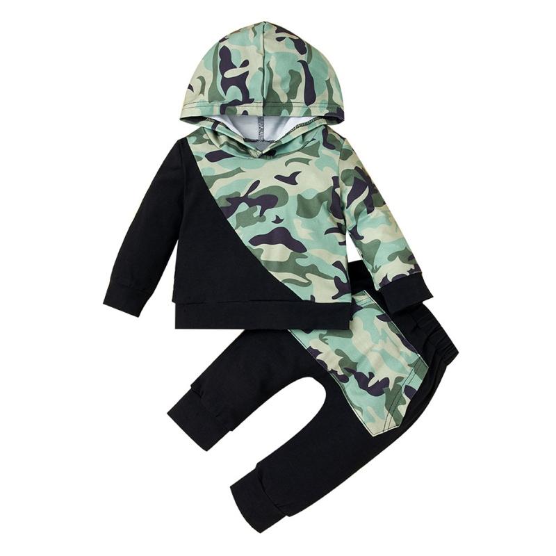 

Newborn Baby Boys Clothes Set Camouflage Letter Print Hooded Long Sleeve Top +Pants Outfits Set Infant Toddler Clothing Suit 5