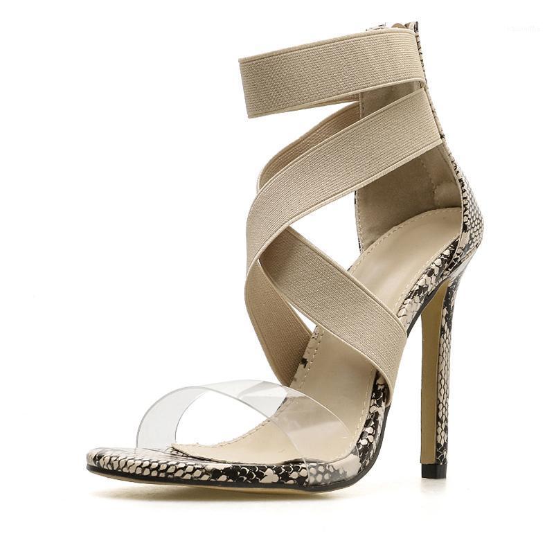 

Fashion summer women's sandals female large size 35-43 high heels zipper party shoes elastic band thin high heels1, Black