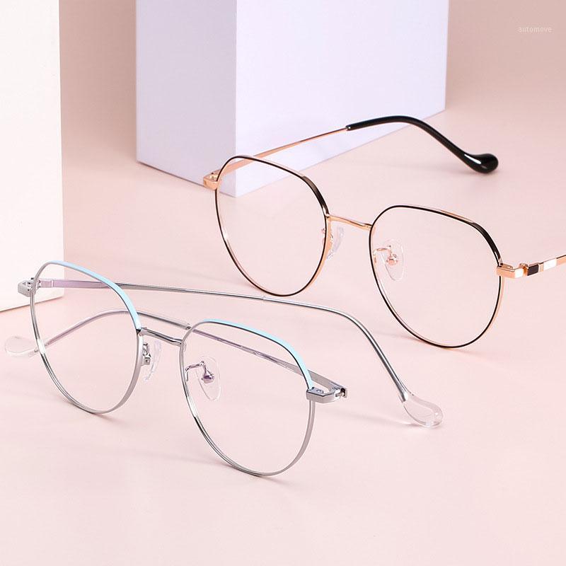 

The new metal full-frame glasses personality trend men and women flat glasses can be equipped with myopia frame.1