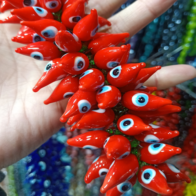 

50pcs Handmade Lampwork Beads Pendants 30mm Blue Chilli Pepper Eye Lampwork Bead Pendant Jewelry Making Decorative accessories