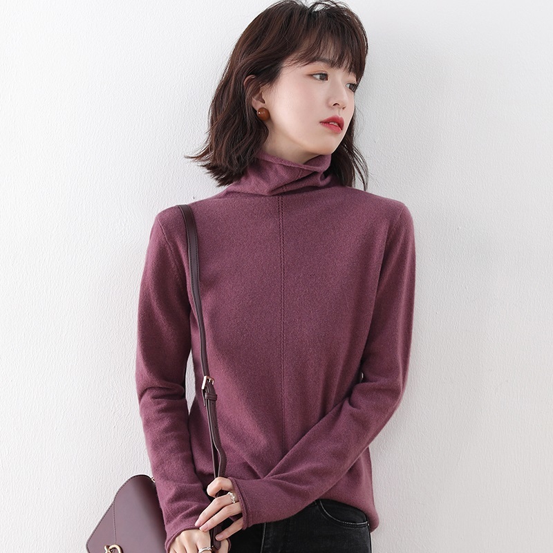 

2021 New Soft Jumpers for Women Folding Collar Thick Sweater 100% Wool Knitted Pullovers Ladies Warm Sweaters 1u5y, As picture 3