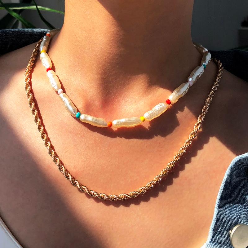 

Lalynnly Bohemia Fashion Simulated Pearl Necklace Vintage Beads Choker Necklace For Women Girls Trendy Jewelry Accessories N7663