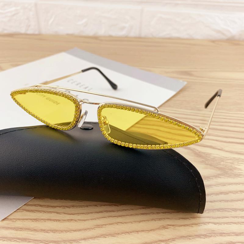 

Sunglasses 2021 Triangle Diamond Women Men Fashion Retro Ladies Metal Frame Rhinestone Sun Glasses Shades Eyewear FML