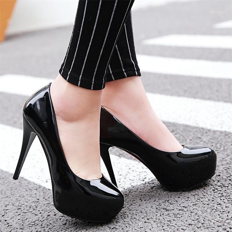 

Dress Shoes High Heels Platform Women Stiletto Heel Patent Leather Pumps Round Toe Slip On Spring Office Work Red Black Size9 421