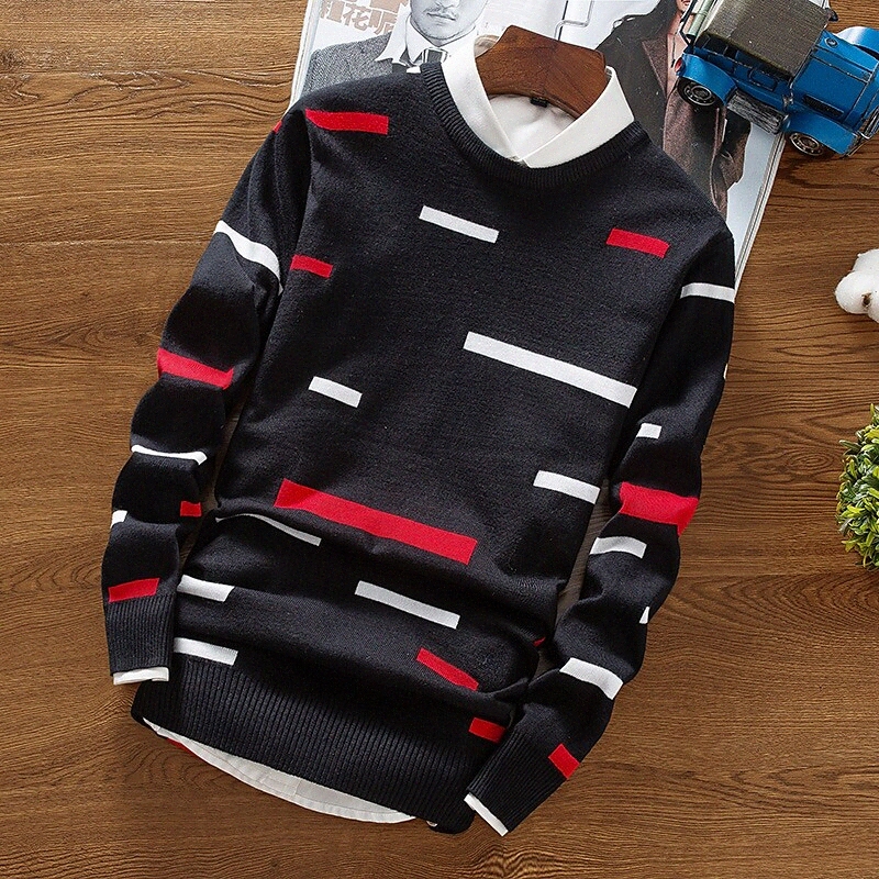 Pull à rayures en maille à rayures masculines élégantes élégantes à manches longues cardigans Cardigans Couture Cou de l'équipage Automne Hiver G