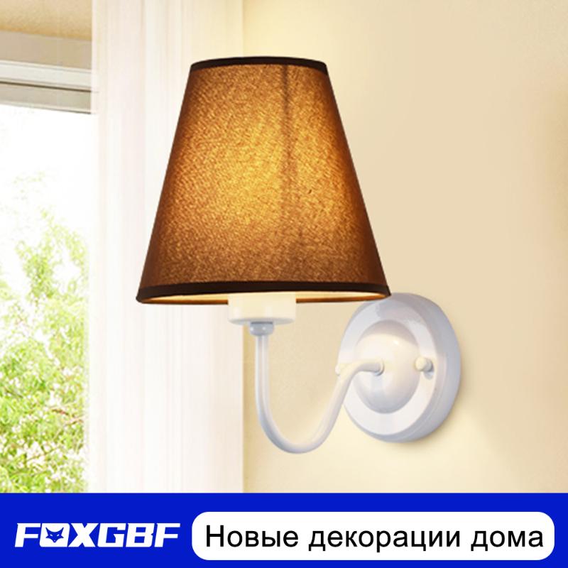 

FOXGBF canvas craft wall lamp E27 bulb lamp AC220V wall can replace hotel bedroom bedside living room modern