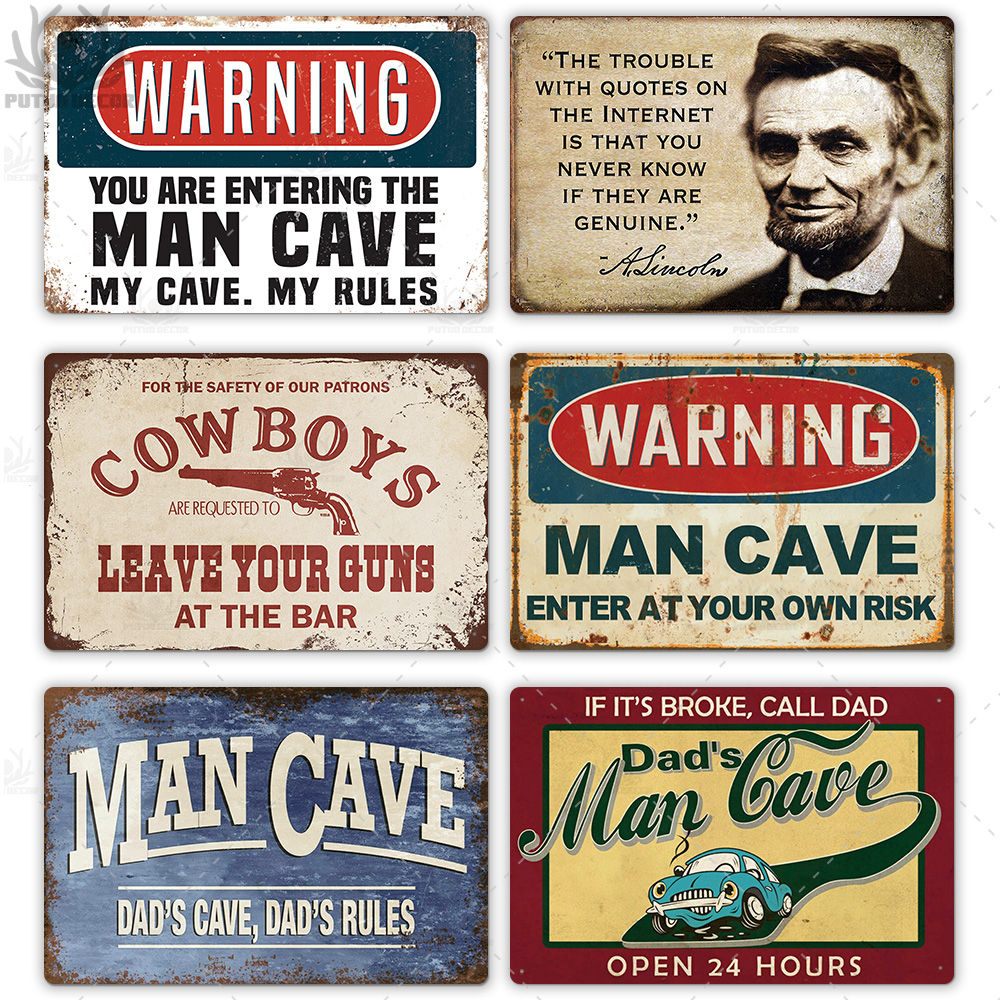 

2021 Funny Man Cave Signs Vintage Metal Sign Plaque Metal Vintage Retro Tin Sign Wall Decor for Man Cave Bar Pub Garage Decorative Plate