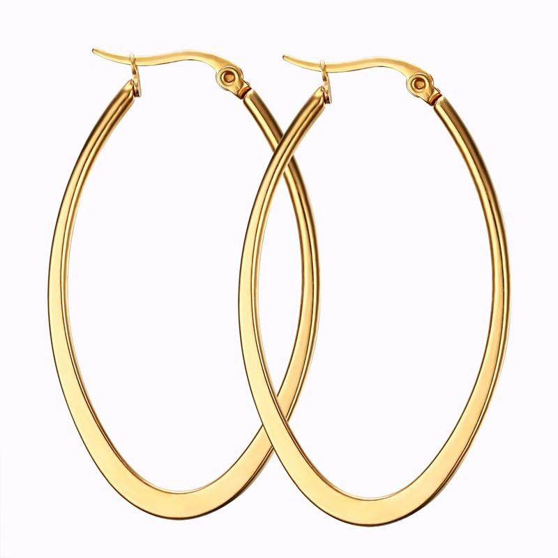 

Simple Big Hoop Earrings for Women Black / Gold / Rose Gold Silver Color Stainless Steel Round Earrings Female Jewelry Gift