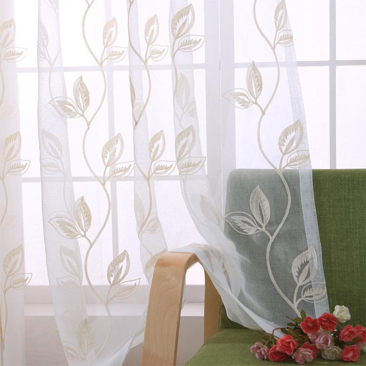 

European White Embroidered Voile Curtains Bedroom Sheer Curtains for Living Room Tulle Window Curtains/Panels Window Screening