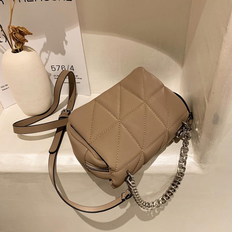 

Textured Women's Small Bags 2021 Spring New Korean Style Trendy Chain Bag Fashion All-match Handbag Messenger Bag Shoulder, Beige