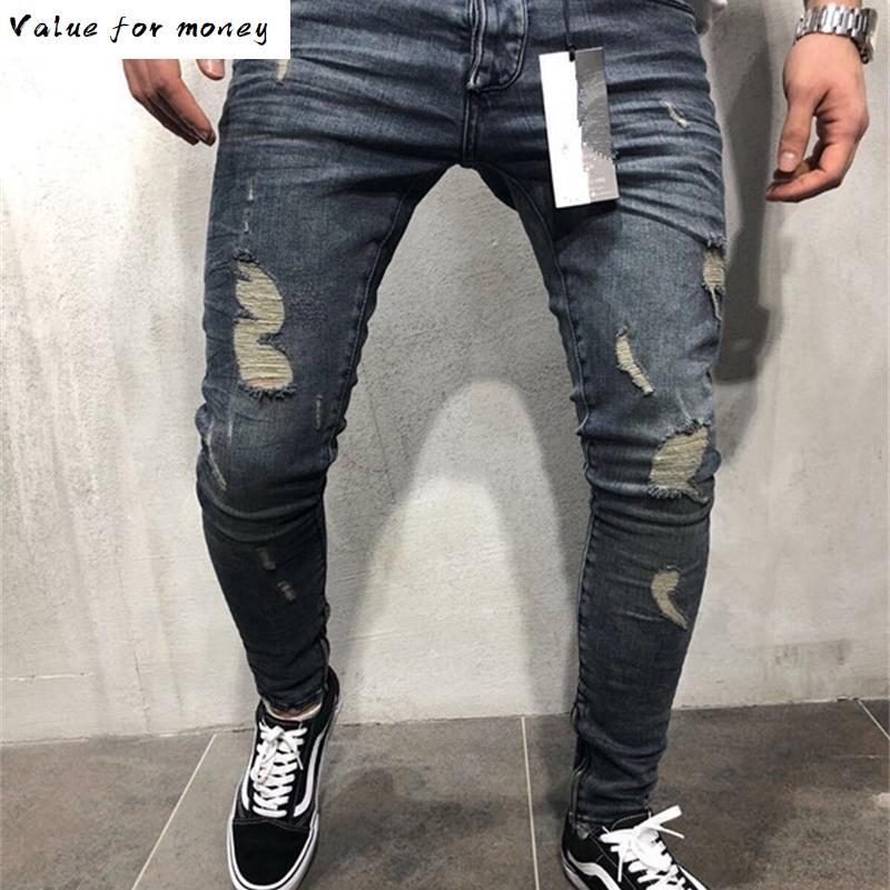 

Fashion Jeans Mens Ripped Skinny Jeans Men Hip Hop Jean Pants Male Slim Denim Trousers Streetwear calça masculina, 103