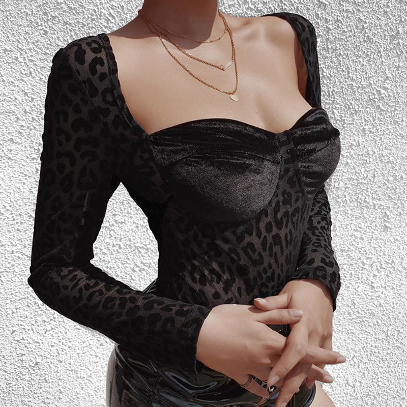 

Women' Jumpsuits & Rompers Sexy Women Mesh Leopard Printed Bodysuits Ladies Slim Party Club Evening Tops Short Romper Playsuit Jumpsuit Tro, Black