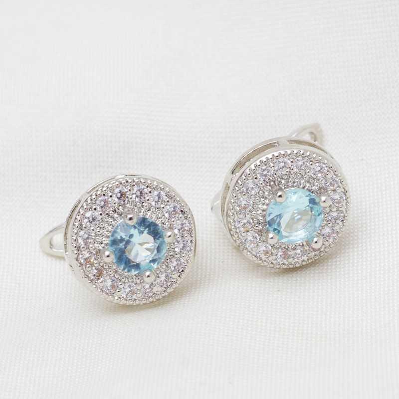 

Light Blue Crystal Cubic Zirconia Hoop Earrings for Women Style Circle Earrings 2020 New1