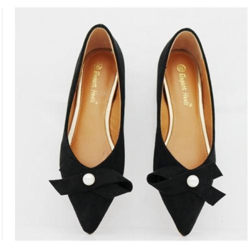 

2021 Women's Shoes in Spring and Autumn New Style Low Heel Pointed End Bowknot Suede @331 0WRX, Grey