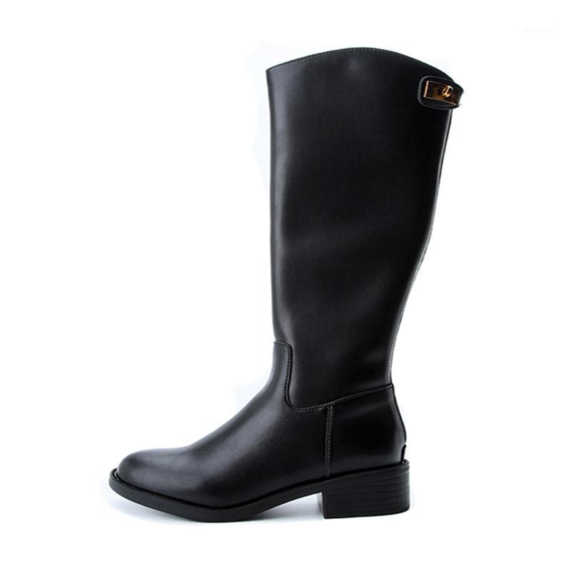 

Free Shipping Women Knee High Black Boots Back Zipper Combat Long Boots1, Black pu