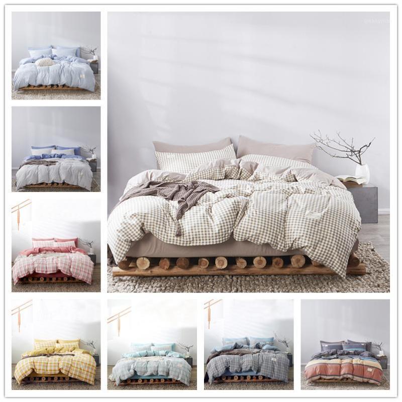 

Fashion Classic Black Grid Bedding Set Double Queen King Bed Linen Soft Duvet Cover Pillowcase Flat Sheet For Adult1, 11