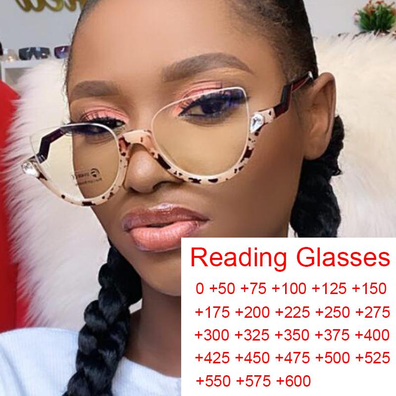 

Glasses Transparent Women Work Computer Anti Blue Light Crystal Reading Glasses Retro Short Sight Vision -1 -2 -3 -6 Cat Eye Amb
