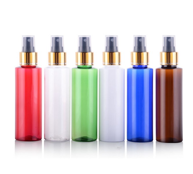 

100ml Assorted Empty Bottle Travel lotion shiny golden metal mist sprayer refillable Sample Bottles reuse bottle color